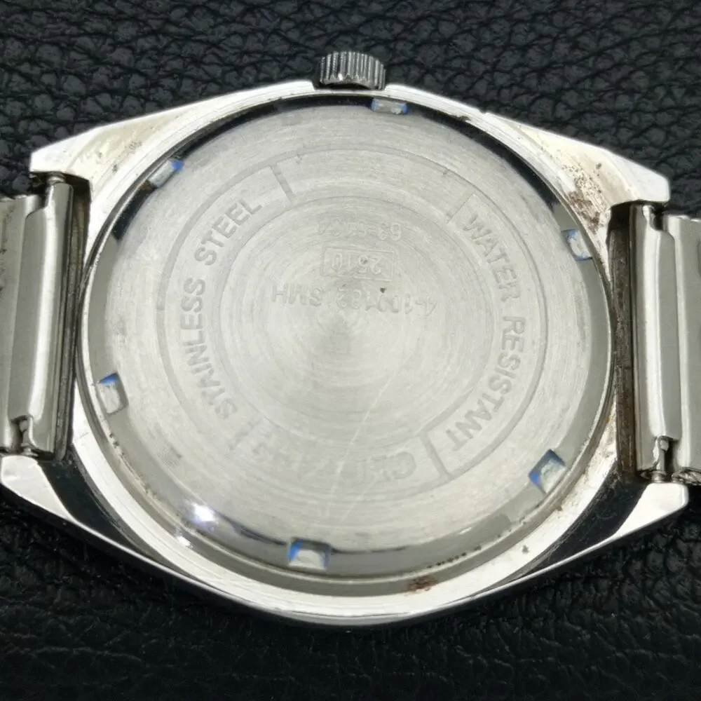 Vintage 1984 Citizen Manual Wound Mens Silver Watch W/Date & Silver accents